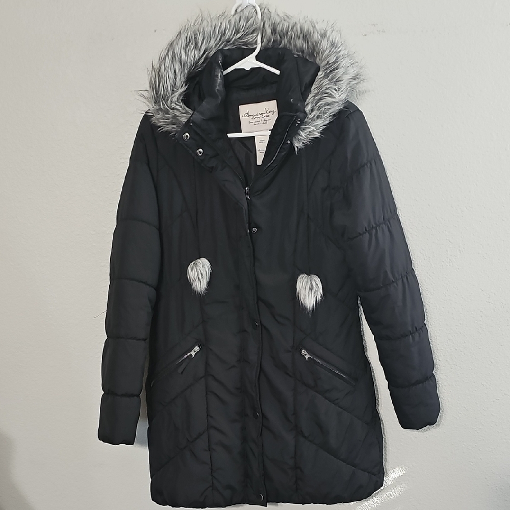 American Rag Black Jacket with Faux Fur